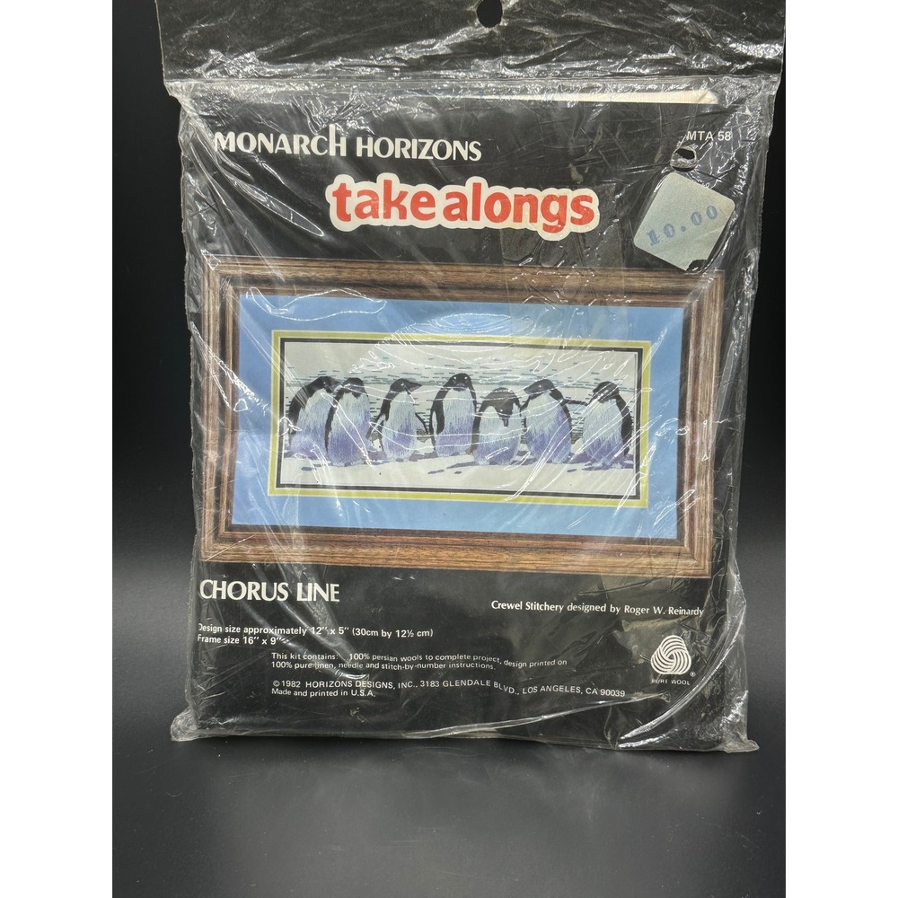 Monarch Horizons Chorus Line Penguin Crewel Kit 1982 Roger Reinardy MTA 58 NEW